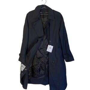Mens Black Trench Coat Size‎ 38L w/ Zip Out Liner Made in USA New with tags NWT